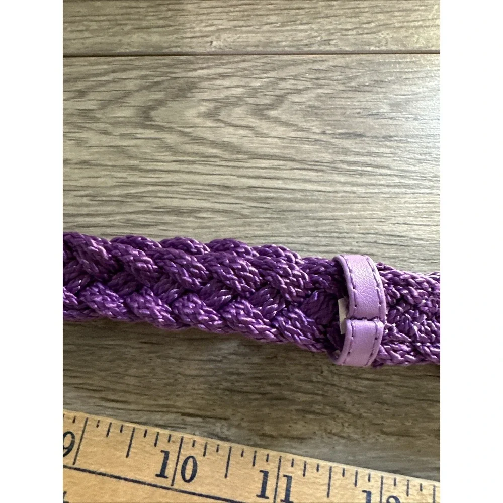 Purple Braided Cord Belt with Lavender Dog Bone Buckle‎ Skinny Novelty Accessory